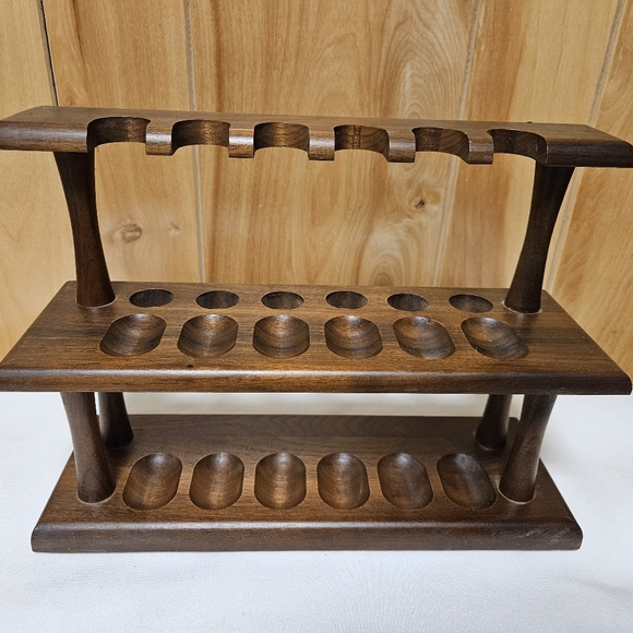 Vintage Decatur Walnut 12-Pipe Rack - Two-Tier Display Stand - Picture 5 of 8